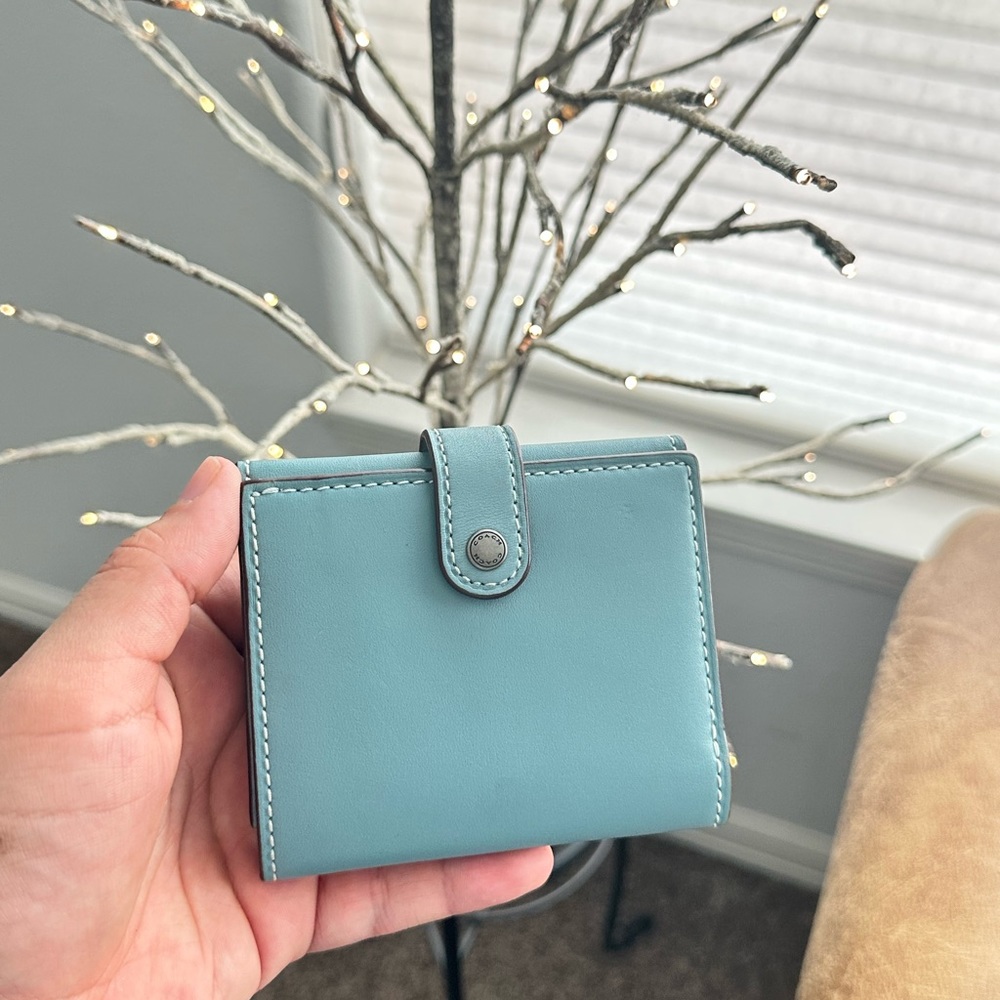 Coach 1941 trifold wallet in steel blue